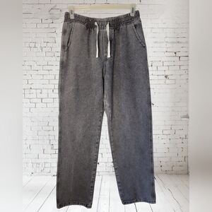 Men's Street Loose Baggy Jeans, Pull On, Grey Wash, 30x30, EUC